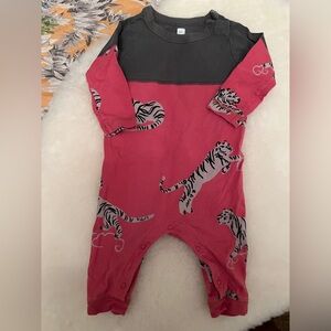 Kids One Piece with Tiger Print - pink and gray